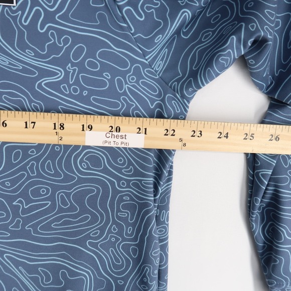 Waggle Loon Lake Hoodie Mens L Blue Topographic 1/4 Zip Golf Pullover - Picture 2 of 8